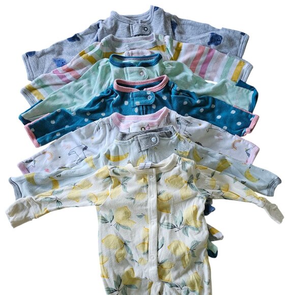 Lot of 7 Newborn Baby Sleep  – Cloud Island, Little Me, Burt’s Bees, Gerber - Picture 1 of 9